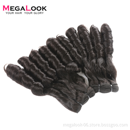 Full Cuticle Aligned Virgin Indian Temple Funmi Nigeria Curl Human Hair Bundles With Closure